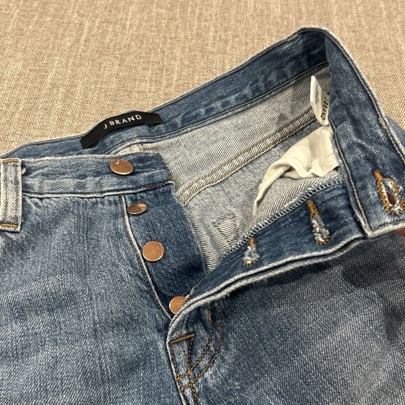 J Brand Jeans Ivy Womens 26 High Rise Bleach Wrecked Faded Cropped Button Fly - Picture 10 of 15